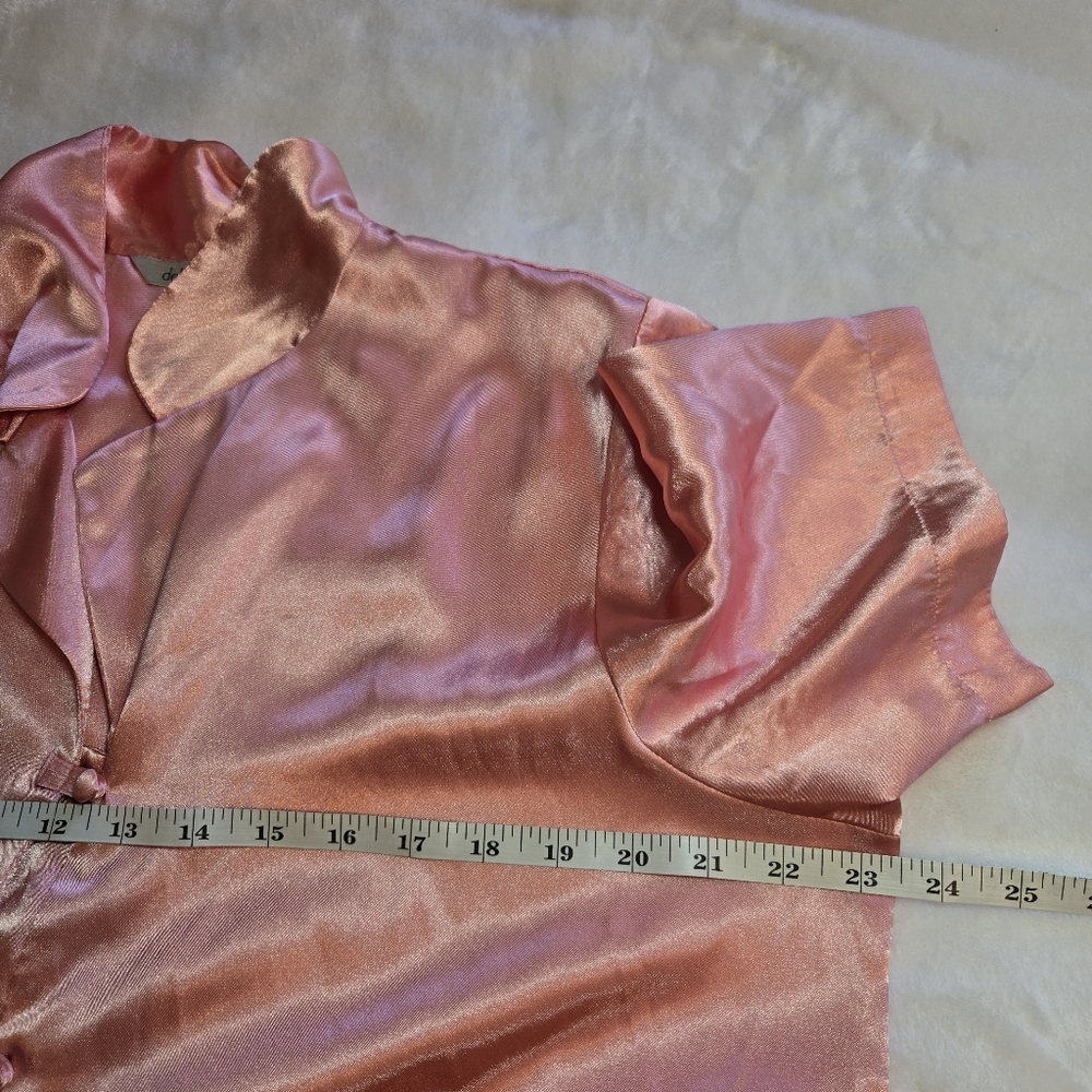 Vintage Women's Pink Satin Button Down Long Sleep Shirt Nightgown Large - Picture 11 of 11